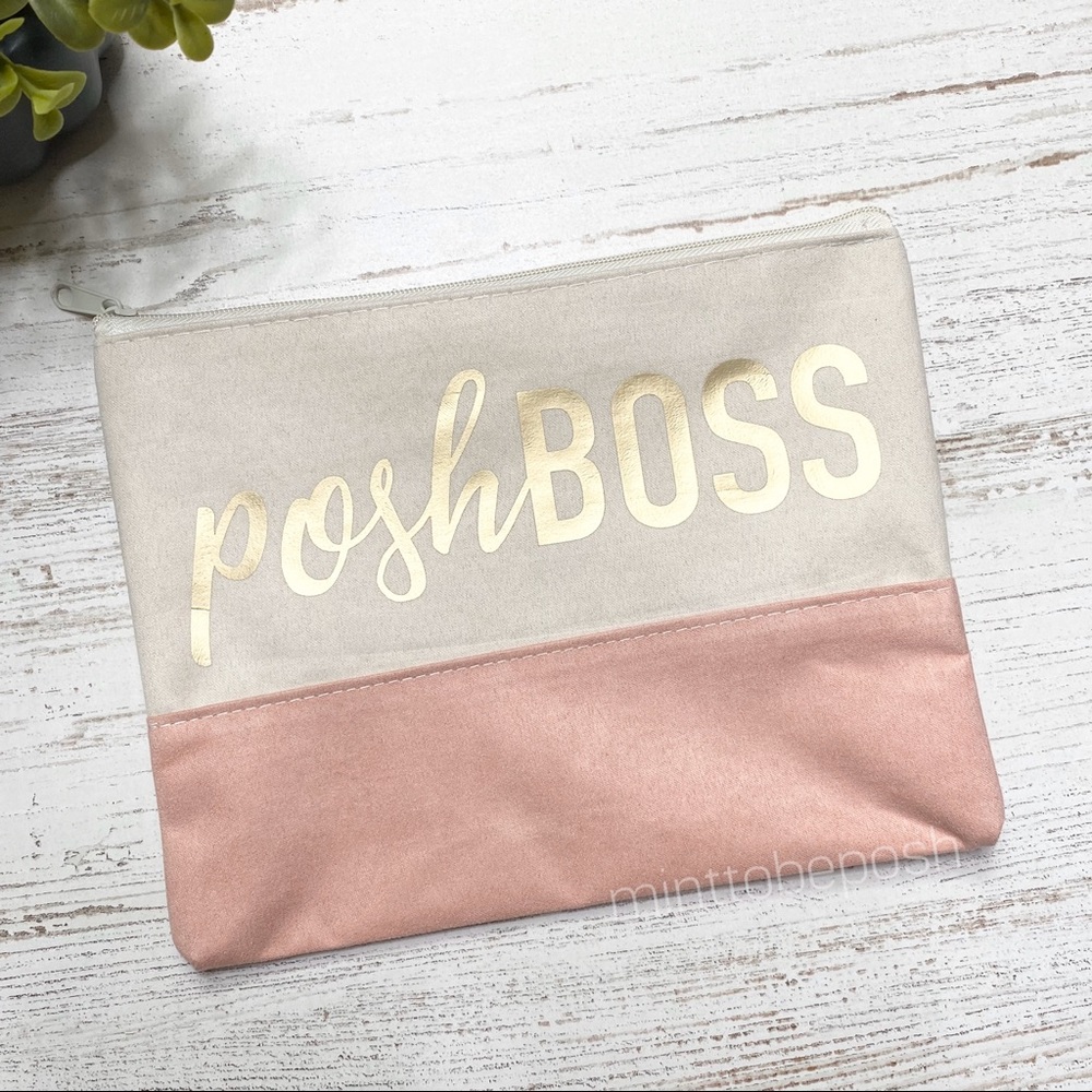 PoshBoss Faux Suede Cosmetic Bag Posh Merch